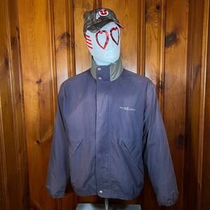 Page & Tuttle L/XL Palm Creek Golf Windbreaker Purple Green Jacket Y2K